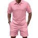 Men's Solid Color Fashion Casual Short Sleeved T-Shirt And Shorts Set Solid Color Short Sleeve T-Shirt And Cargo Shorts Combo_viptrois.com