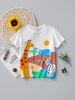 Mother & Kids Summer Clothing Boys White Short Sleeved Boys Trendy Children's T Shirt Cartoon Car Pattern Summer Half Sleeve_viptrois.com