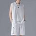 Men's Clothing Ice Silk Cool Men's Clothing Suit Summer Youth Basketball Uniform Large Size Sleeveless T Shirt Half Length Shorts Complete Set_viptrois.com