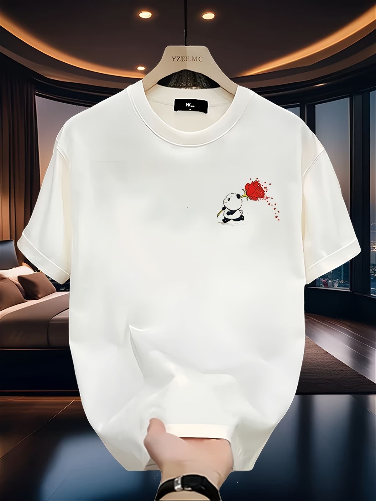 Maglietta Uomo Cotone 180g Pesante Collo Tondo Stampa Stile Coreano Giapponese Moda Estiva Versatile Vestibilità Regolare_viptrois.com