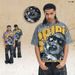 American-style Landscape All-over Print Washed Vintage Loose One-piece Cut Short-sleeve T-shirt_viptrois.com