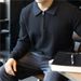 Pure Half-Zip Turn-Down Collar Japanese Style Men's Knitted Sweater Autumn Winter Thickened Solid Color Trendy Base Shirt_viptrois.com