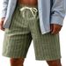 Men's Clothing Men's Trendy 5 Point Shorts Summer Loose Beach Linen Breathable Vertical Striped Jacquard Drawstring_viptrois.com