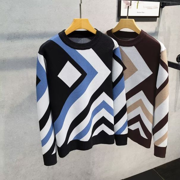 Men's Slim-Fit Knit Sweater – Winter Warm Round Neck Pullover (Black/Brown, M-3XL)_viptrois.com