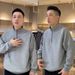 Retro Top Corduroy Stand Up Collar Jacket Men's Half Zip Casual Solid Color Hoodie_viptrois.com