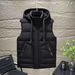 Men's Detachable Hood Thickened Vest For Autumn & Winter - Casual Warm Sleeveless Jacket In Light Grey, Black, Army Green, Khaki (Sizes L-6xl)_viptrois.com