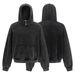 Vintage Americana Fleece-Lined Hoodie – Wax-Dyed Black Pullover With Snap Buttons & Hidden Mouse Pocket_viptrois.com