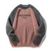 Monochrome Man- Raglan Sleeve Color Block Design Sweater Autumn Winter Thick Knit Texture American Style Letter Print Crew Neck Knitwear_viptrois.com