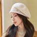 Knitted For Women, Autumn Winter, Middle-aged Korean Style, Face Slimming Beret, Warm And Versatile Woolen Artist Hat_viptrois.com