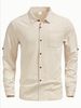Monochrome Man- Men's Summer Linen Short Sleeve Cardigan Casual Button Beach Vacation Loose Shirt_viptrois.com