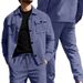 Men's Casual Sports Suede Button down Jacket And Pants Set European American Style Business Workwear for Spring Autumn Old Money Look_viptrois.com