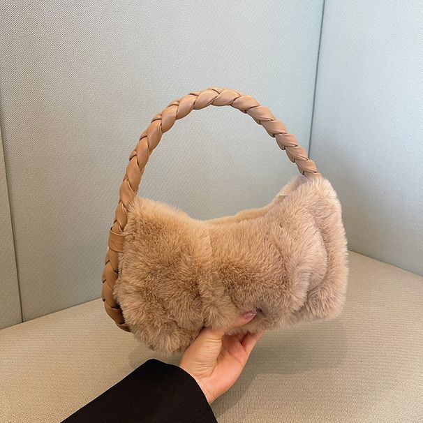 Women's Bags Autumn And Winter New Style Twisted Woven Versatile High End Plush Bag Simple Crossbody Handbag Female Fashion_viptrois.com