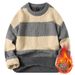 Fleece-Lined Thickened Crew Neck Sweater For Men, Autumn And Winter New Loose Warm Knitted Base Shirt, Genuine Quality_viptrois.com