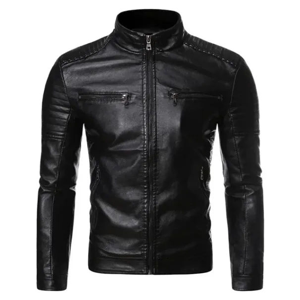 Zipper Korean Fashion Leather Sheepskin Trend Casual Fit Slim Baseball Clothes Men Leather Jacket Autumn New Men Leather Coat_viptrois.com