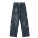 Men's Multi-pocket Cargo Jeans Loose Niche Straight Leg Wide Leg Retro Washed Jeans_viptrois.com