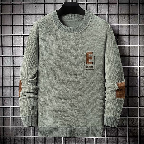 Pulse 2023 New Arrival Fleece Thickened Cotton Men's Autumn Winter Fashion Round Neck Sweater_viptrois.com
