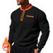 Pure Cross-Border Autumn Winter Stand Collar Half-Zip Color Block Pocket Fleece Loose Fit Men's Sweatshirt High-End Feel Top_viptrois.com