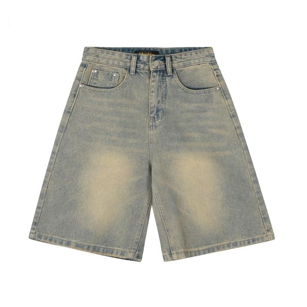 Men's Clothing Men's American Retro Washed Old Denim Shorts Men And Women Straight Loose Cleanfit Shorts_viptrois.com