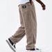Men's Style Casual Striped Corduroy Trousers Loose Straight Leg Simple Trendy Style_viptrois.com