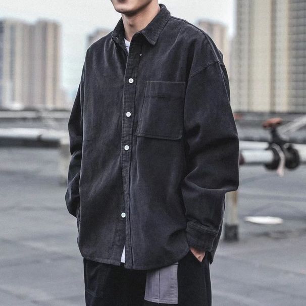 Nordmann Vintage Corduroy Men Long Sleeve Autumn Japanese Style Trendy Brand Casual Loose Men's Spring Shirt Thin Jacket_viptrois.com