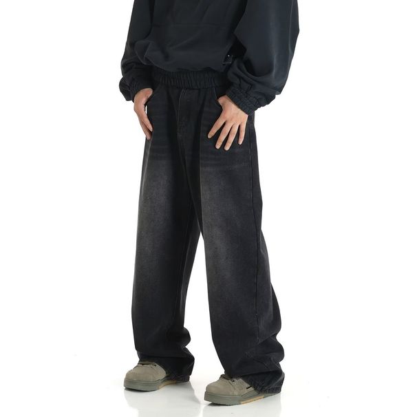 "Men's Vintage Loose Fit Jeans Retro Washed Denim, Straight Leg, Mud Dye, Distressed Style (90s Grunge, Unisex Appeal)"_viptrois.com