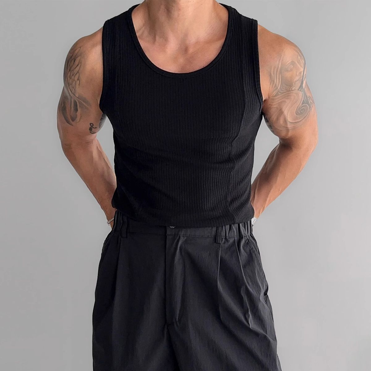 Men's Clothing Summer New Ice Silk Thread Vest Muscle Men Tight High Elastic Sleeveless T Shirt Waistcoat_viptrois.com