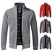 Men’s Fleece-Lined Stand Collar Knit Sweater – Slim Fit Zip-Up Cardigan For Fall & Winter (Sizes S-4XL)_viptrois.com