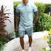 Men's Clothing Short Sleeved Shorts Casual Slim Two Piece Suit_viptrois.com