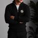 Men's Retro Embroidered Patch Half-Zip Knit Sweater - Casual College Style Pullover , Long Sleeves, Loose Fit (Gray/Black, S-XXXL)_viptrois.com