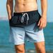 Men's Clothing INS Internet Celebrity Popular Gradient Swimming Trunks Men's Loose Printed Quarter Shorts Men's Beach Pants_viptrois.com