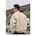 Men's Casual Baseball Jacket With Stand Collar - Stylish Loose Fit Cotton Blend Windproof Coat For Spring & Autumn (Red, Green, Black)_viptrois.com