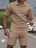 Men's Solid Color Fashion Casual Short Sleeved T-Shirt And Shorts Set Solid Color Short Sleeve T-Shirt And Cargo Shorts Combo_viptrois.com