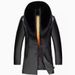 Men's Clothing Collar Leather Jacket Men's Longline Sheepskin Leather Jacket With Fox Fur Collar & Mink Lining, Slim Fit Business Coat For Winter_viptrois.com