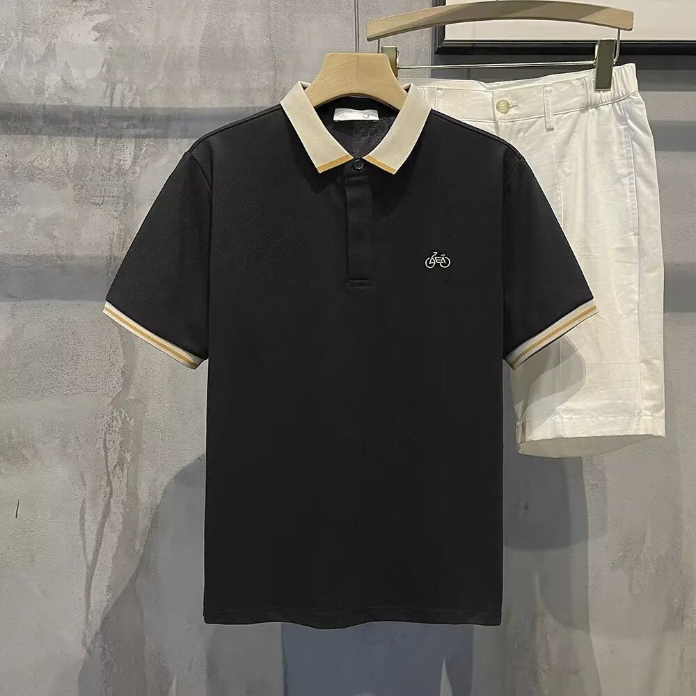 "Men's Slim-Fit Short Sleeve Polo Shirt – Breathable Cotton Blend, Korean-Inspired Casual Top"_viptrois.com