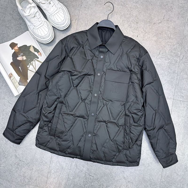 Men's Clothing Men's winter new style lapel down jacket fashion shirt style single breasted down jacket trend_viptrois.com