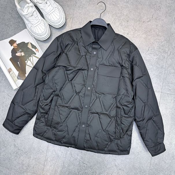 Men's Clothing Men's winter new style lapel down jacket fashion shirt style single breasted down jacket trend_viptrois.com