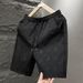 Men's Trendy White Light Luxury Jacquard Drawstring Shorts Casual Five Point Beach Wear Non-Stretch Polyester_viptrois.com