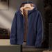 Men's Heavyweight Fleece Jacket – Sherpa-Lined Zip-Up Hoodie For Winter (Black, Army Green, Caramel, Navy Blue)_viptrois.com