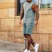 Men's Clothing Sports Suit Casual Thin Five Point Pants Sleeveless Top Solid Color Half Shoulder Shorts Two Piece Set_viptrois.com