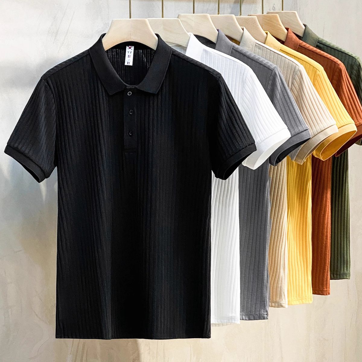 Men's Clothing 2024 New Pit Stripe Mercerized Knitted Polo Shirt Short Sleeved Summer Tops Lapel Men's T Shirt_viptrois.com