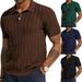 Men's Clothing Polo Shirt Short Sleeved V Neck Cool Breathable Casual Tops Knitted Men's Shirt_viptrois.com