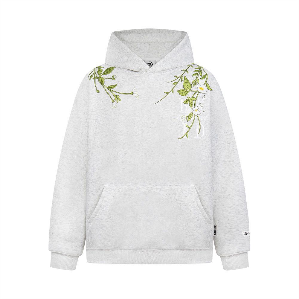 Plant Vine Floral Embroidery Hoodie Unisex Trendy High Street Vibe Niche Design Loose Sweatshirt_viptrois.com