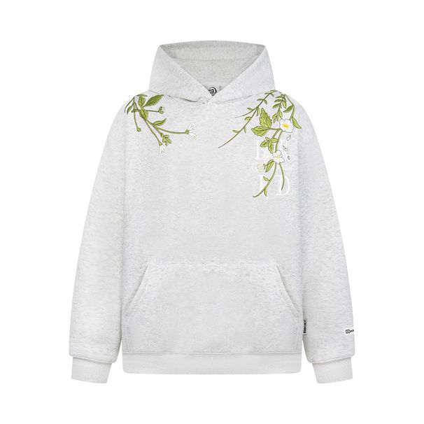 Plant Vine Floral Embroidery Hoodie Unisex Trendy High Street Vibe Niche Design Loose Sweatshirt_viptrois.com