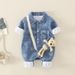 Baby Jumpsuits Boys And Girls, Autumn Outing Clothes, Denim, Super Cute Baby Clothes, Internet Celebrity Jumpsuits With Shoulder Bag_viptrois.com