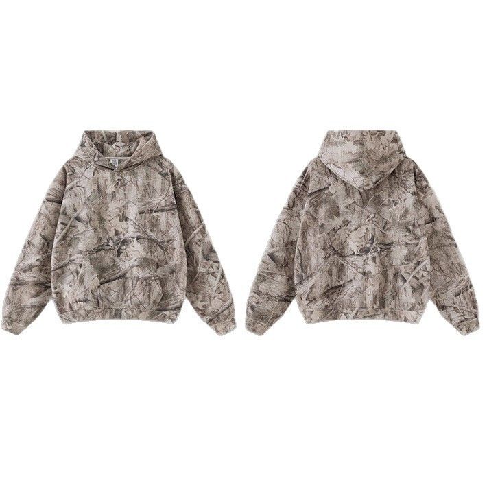 Men's Camouflage Hoodie Street Style Full Sleeve Sweatshirt Casual Loose Fit Polyester Spring Autumn Winter Streetwear_viptrois.com