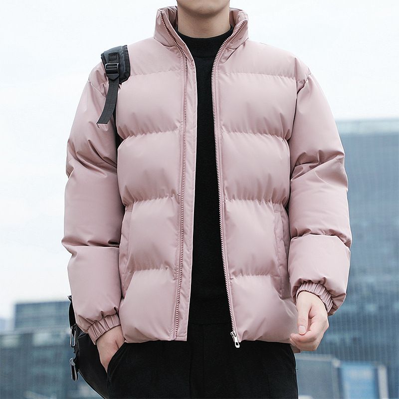 Men's Clothing Jacket With Stand Collar Winter Puffer Jacket, Stand Collar Quilted Coat, Oversized Polyester-Filled Warm Coat For Youth & Students_viptrois.com