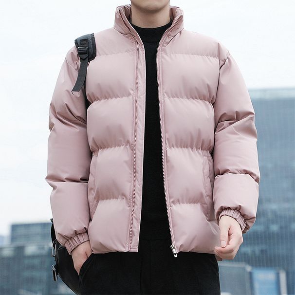 Men's Clothing Jacket With Stand Collar Winter Puffer Jacket, Stand Collar Quilted Coat, Oversized Polyester-Filled Warm Coat For Youth & Students_viptrois.com