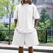 Men's Clothing Short Sleeved Suit Solid Color Round Neck Loose Casual T Shirt Suit_viptrois.com