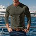 Men's Outdoor Versatile Casual Corduroy Shirt Top Solid Color Round Neck Long Sleeve_viptrois.com