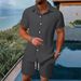 Men's Lightweight Summer Blazer & Shorts Set - Casual Business T-Shirt Outfit For Office & Travel (Black/Grey/Khaki/Army Green/Navy/Brown, S-XXL)_viptrois.com